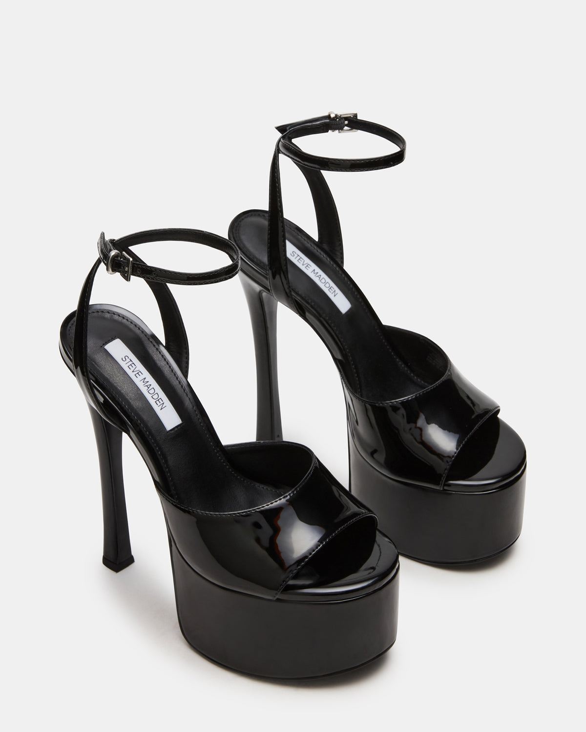 OLYSSIA Black Platform Stiletto Ankle Strap Women's Heel | Steve Madden