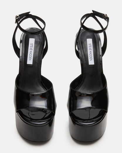 OLYSSIA Black Platform Stiletto Ankle Strap Women's Heel | Steve Madden