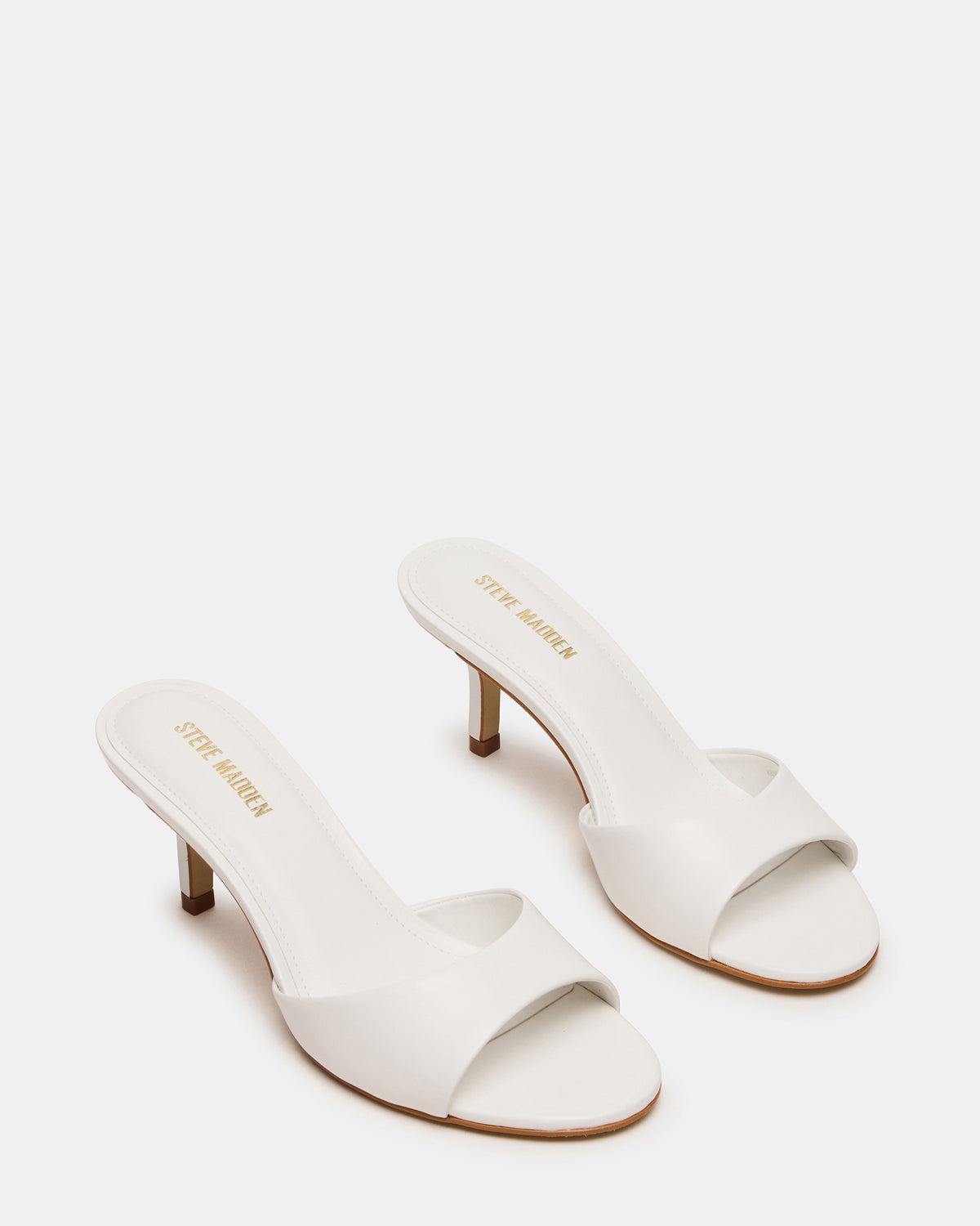 KENDRIX White Leather Mule Stiletto Women's Heel | Steve Madden