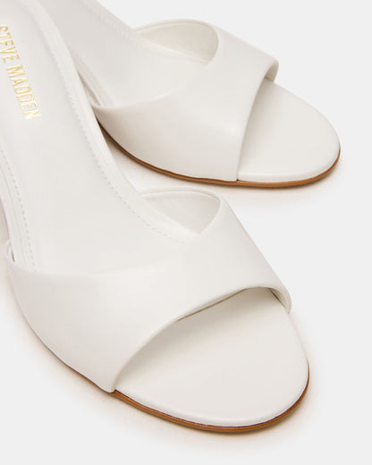 KENDRIX White Leather Mule Stiletto Women's Heel | Steve Madden