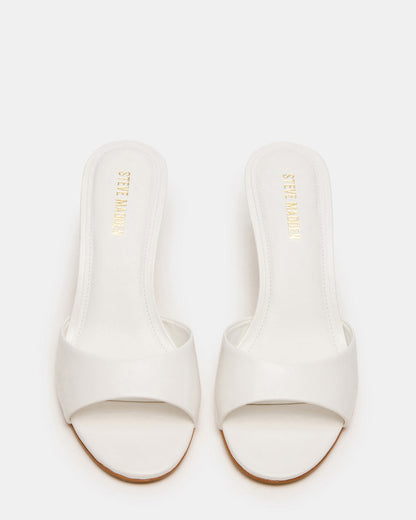 KENDRIX White Leather Mule Stiletto Women's Heel | Steve Madden