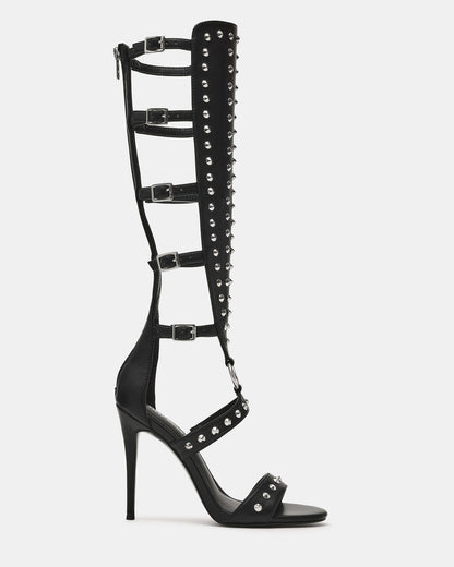 COMPOSURE Black Studs Strappy Stiletto Buckles Women's Heel | Steve Madden
