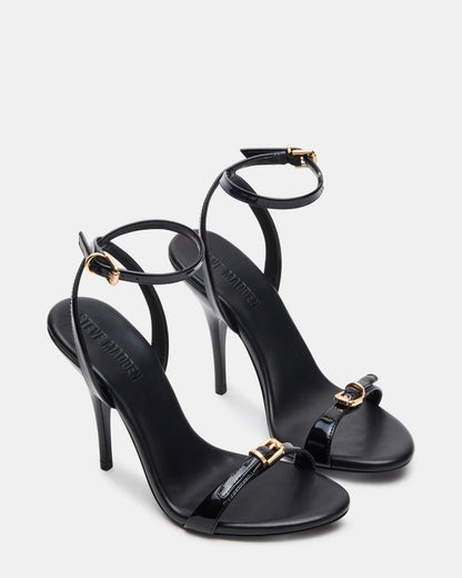 FOXX Black Patent Strappy Stiletto Open-Toe Women's Heel | Steve Madden