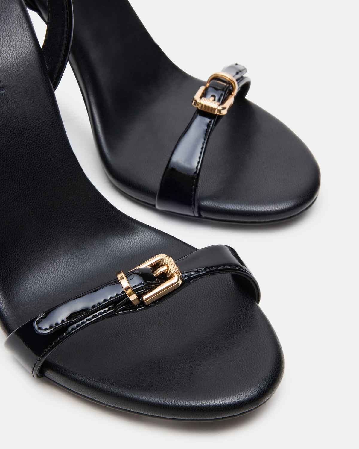 FOXX Black Patent Strappy Stiletto Open-Toe Women's Heel | Steve Madden