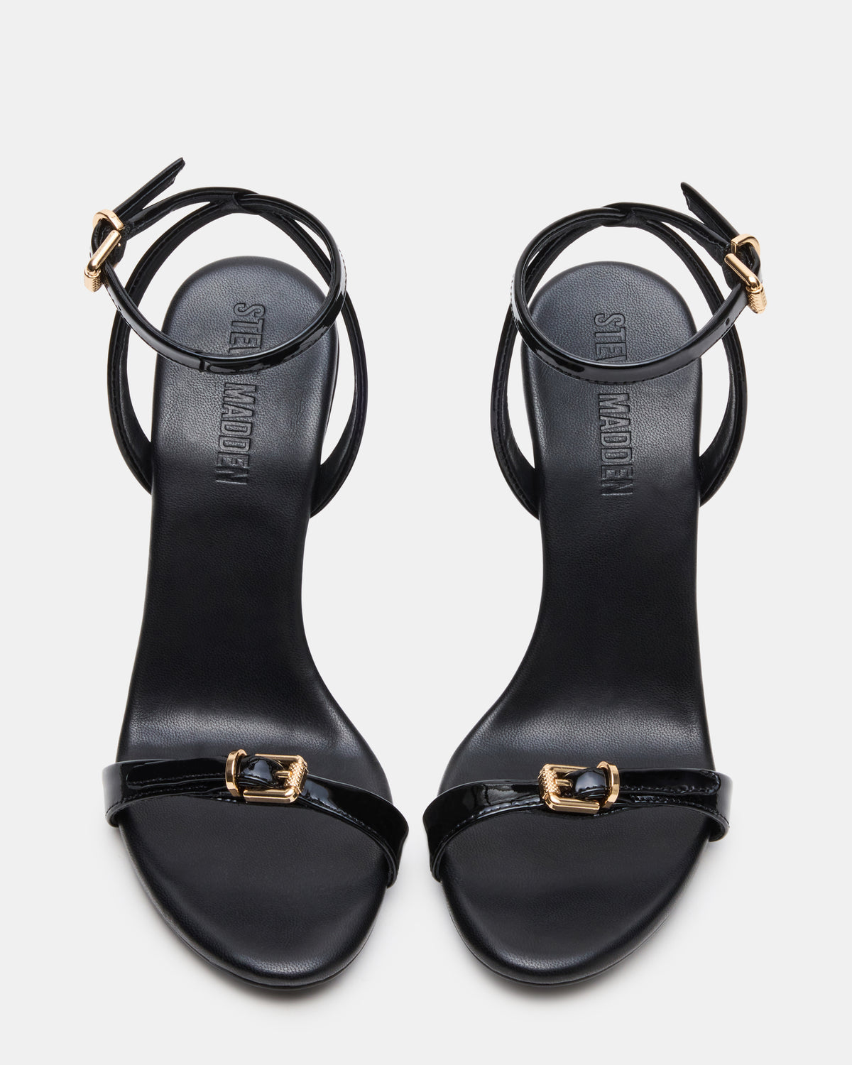 FOXX Black Patent Strappy Stiletto Open-Toe Women's Heel | Steve Madden