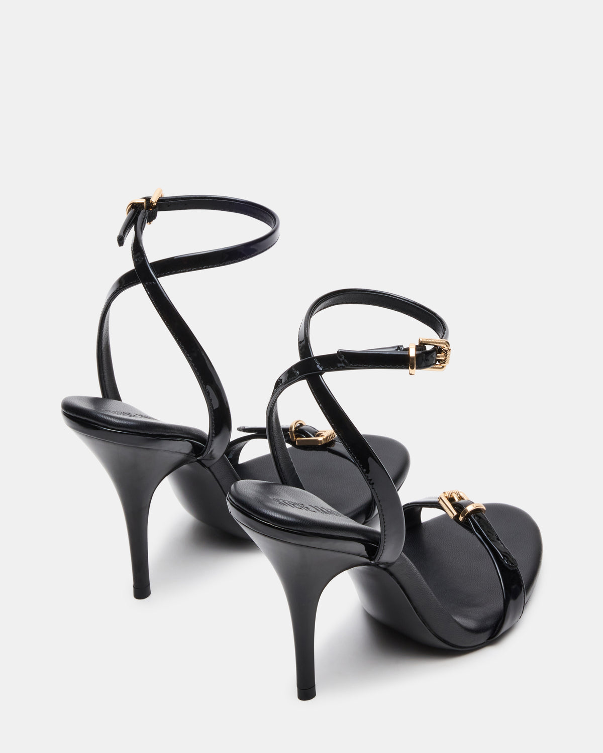FOXX Black Patent Strappy Stiletto Open-Toe Women's Heel | Steve Madden