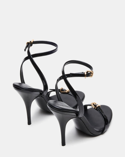 FOXX Black Patent Strappy Stiletto Open-Toe Women's Heel | Steve Madden