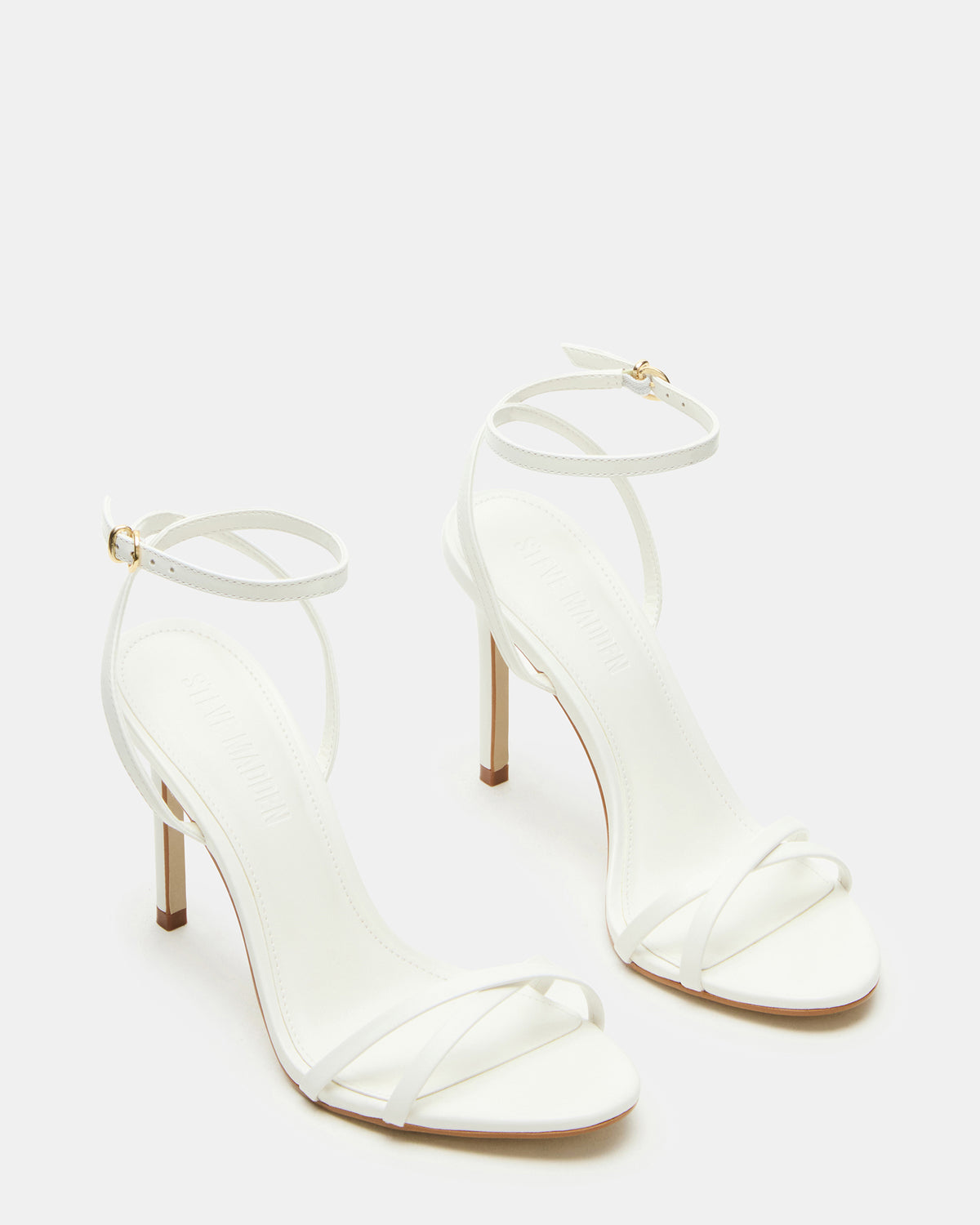 JYPSEY White Leather Strappy Stiletto Women's Heel | Steve Madden