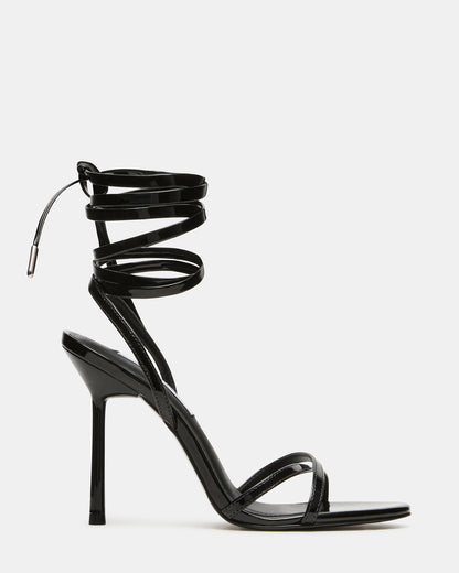 NERI Black Patent Strappy Stiletto Round-Toe Women's Heel | Steve Madden
