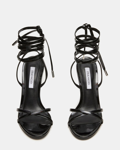 NERI Black Patent Strappy Stiletto Round-Toe Women's Heel | Steve Madden