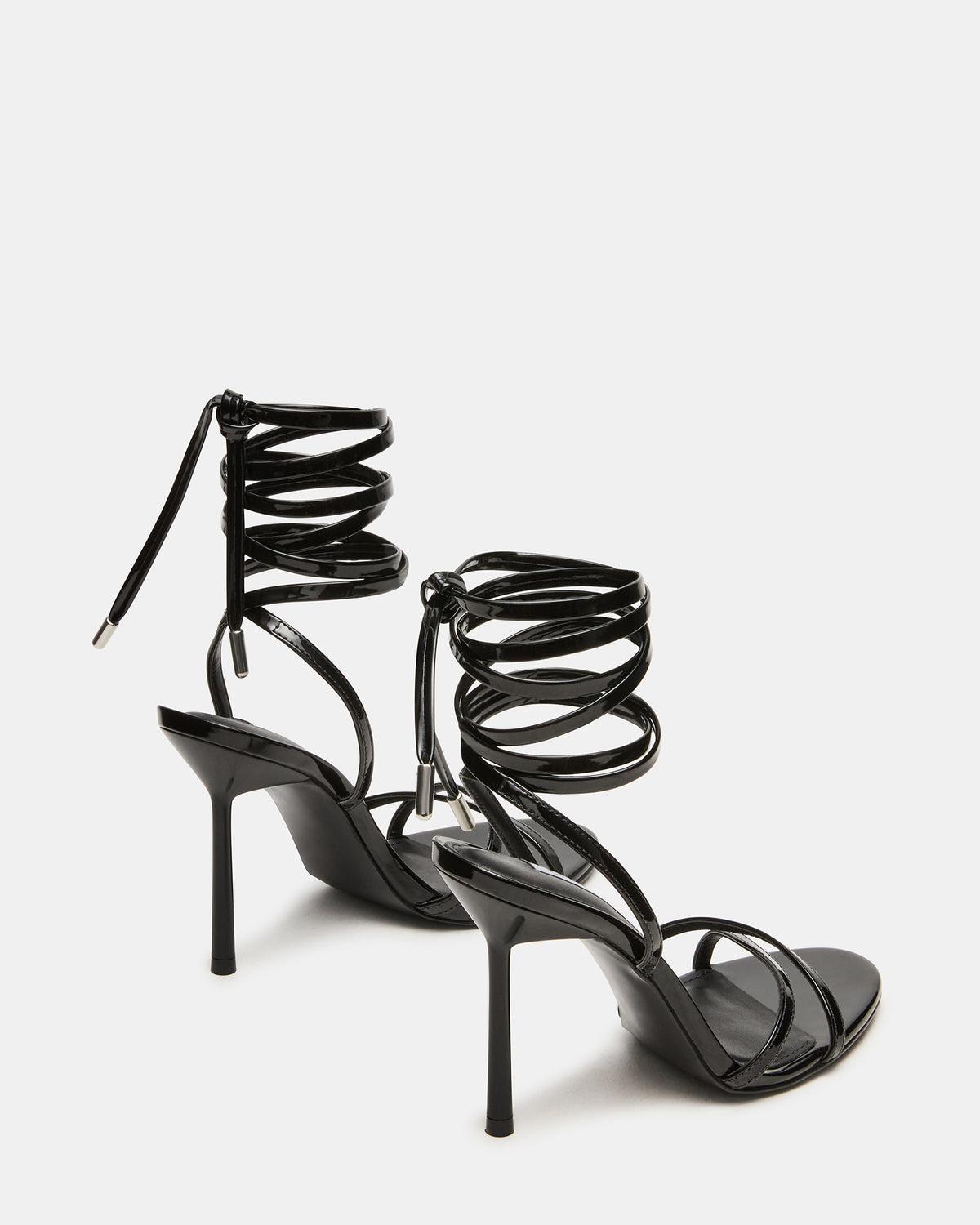NERI Black Patent Strappy Stiletto Round-Toe Women's Heel | Steve Madden