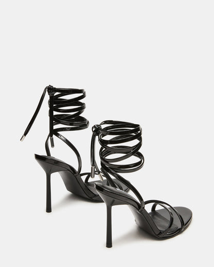 NERI Black Patent Strappy Stiletto Round-Toe Women's Heel | Steve Madden