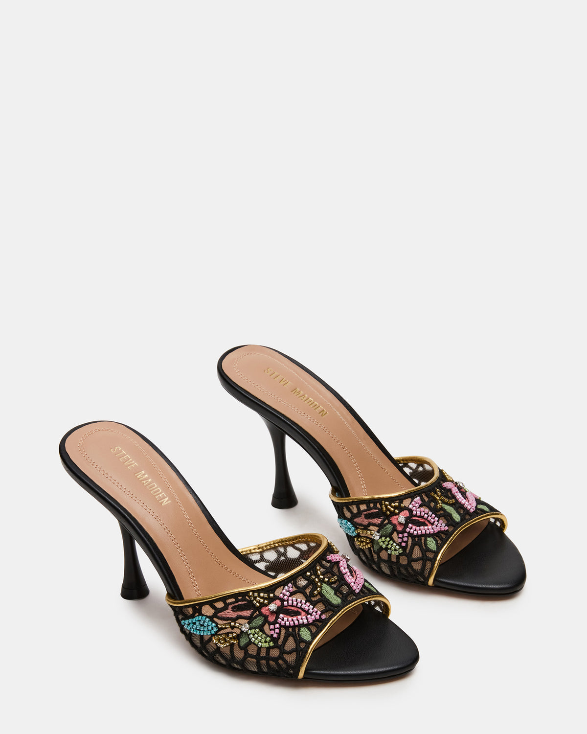 SANTI Mesh Black Multi Pointed-Toe Mule Women's Heel | Steve Madden