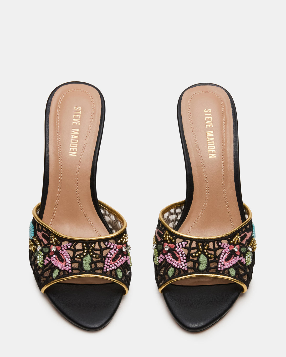 SANTI Mesh Black Multi Pointed-Toe Mule Women's Heel | Steve Madden