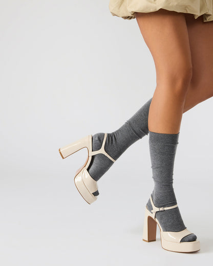 LINADRA Bone Patent Platform Square-Toe Strappy Women's Heel | Steve Madden