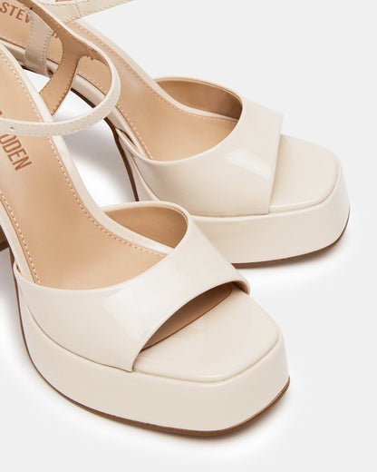 LINADRA Bone Patent Platform Square-Toe Strappy Women's Heel | Steve Madden