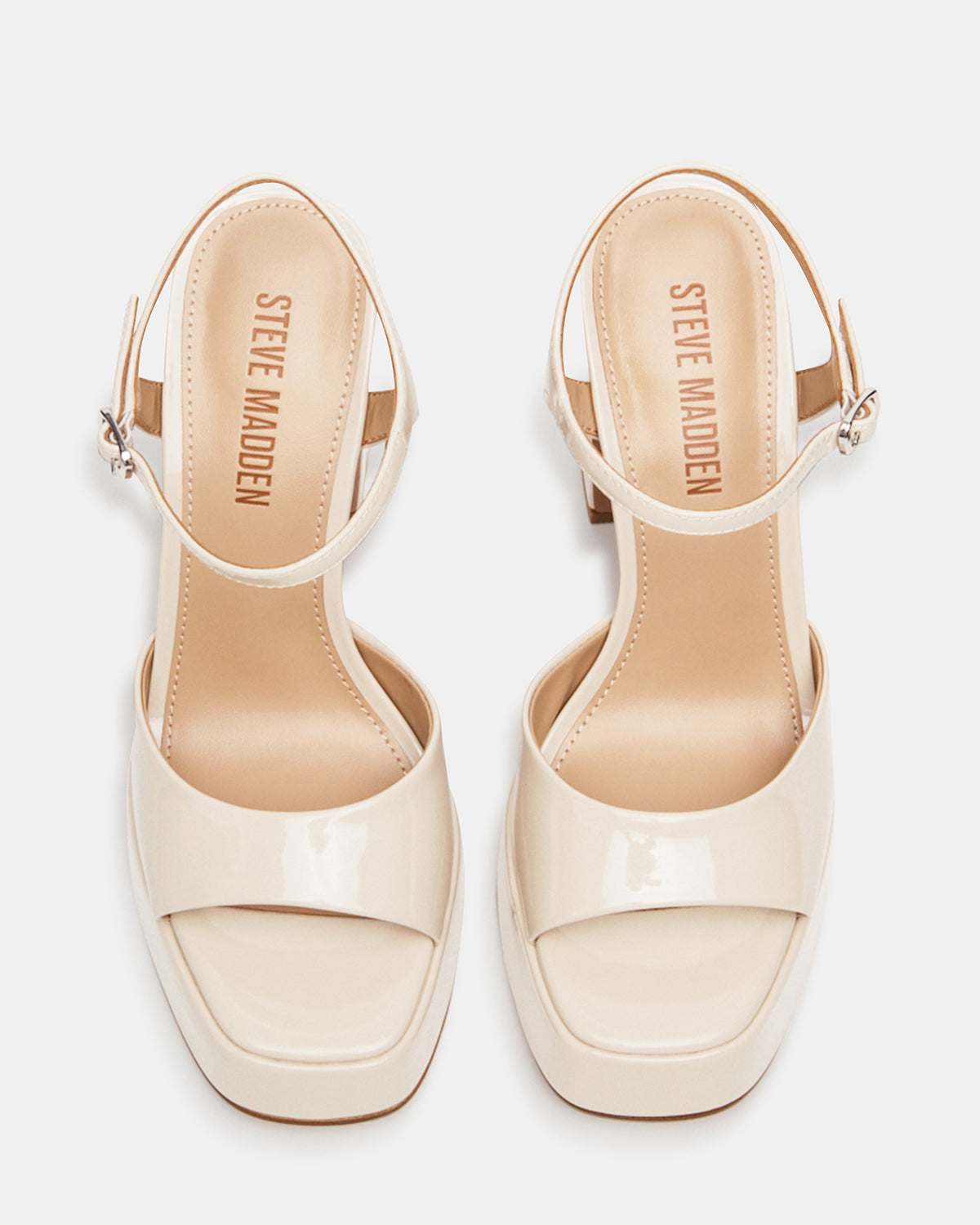 LINADRA Bone Patent Platform Square-Toe Strappy Women's Heel | Steve Madden