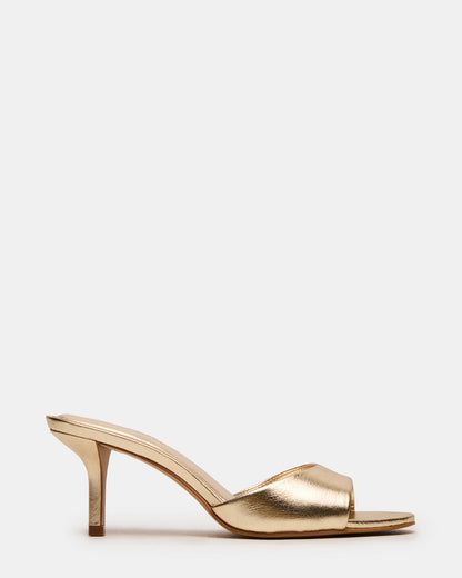 KENDRIX Gold Leather Mule Stiletto Women's Heel | Steve Madden