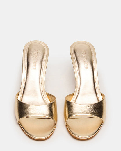 KENDRIX Gold Leather Mule Stiletto Women's Heel | Steve Madden