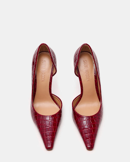 ELEGANT Red Crocodile Pointed-Toe Stiletto Pump Women's Heel | Steve Madden