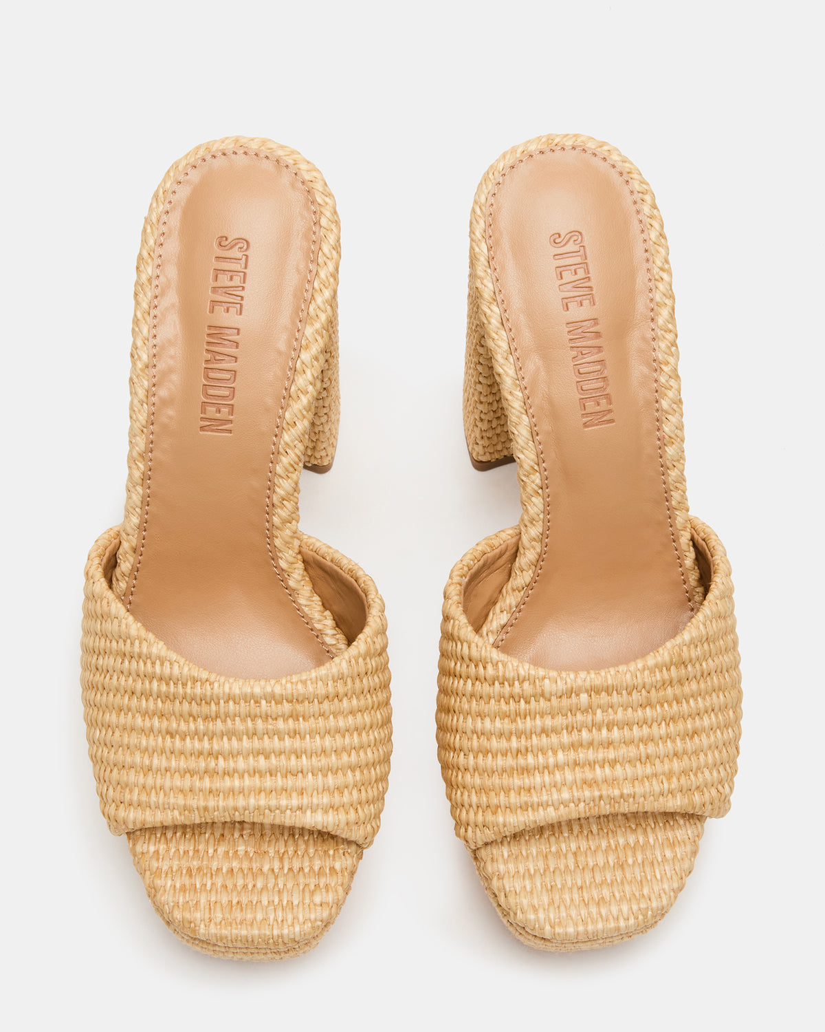 JOEL Natural Raffia Square-Toe Platform Raffia Mule Women's Heel | Steve Madden
