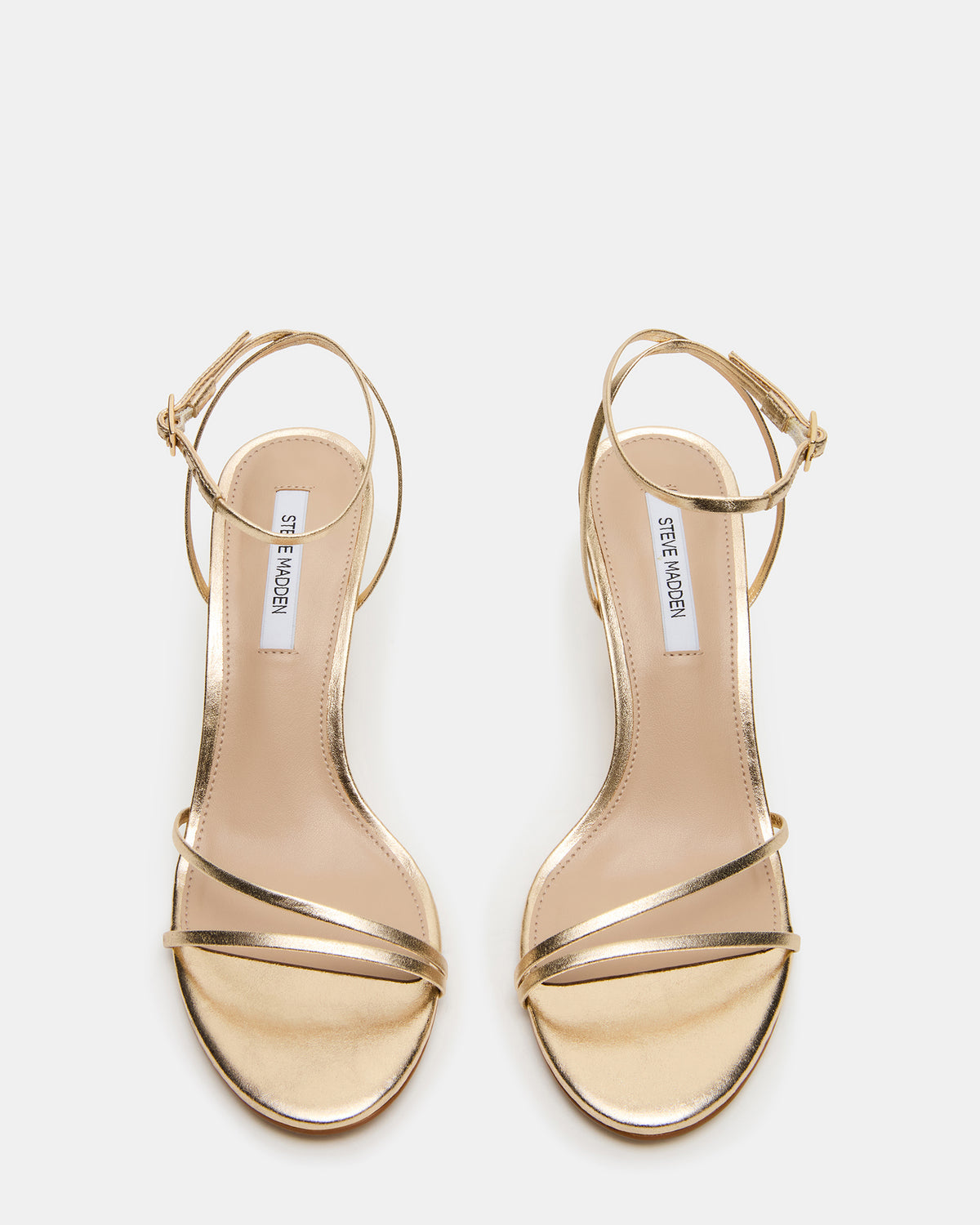 ERAS Gold Leather Stiletto Round-Toe Ankle Strap Women's Heel | Steve Madden