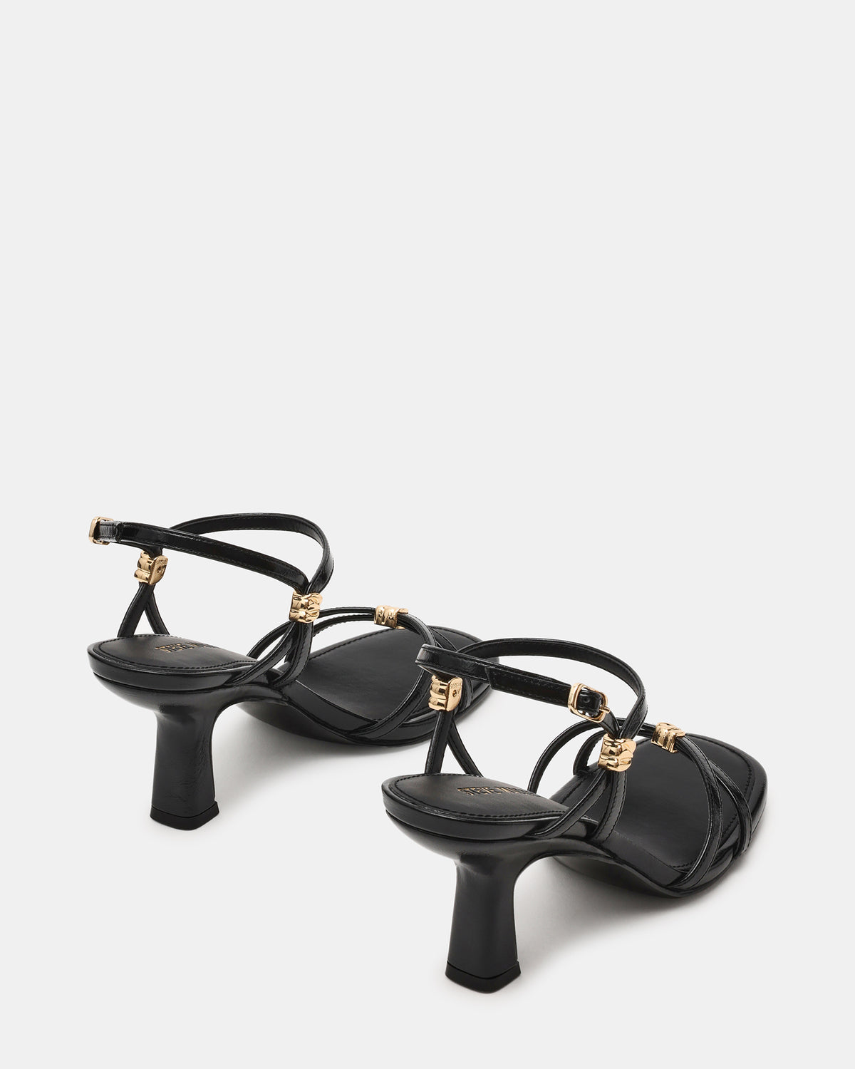 POSY Black Gold-Detail Strappy Square-Toe Women's Heel | Steve Madden