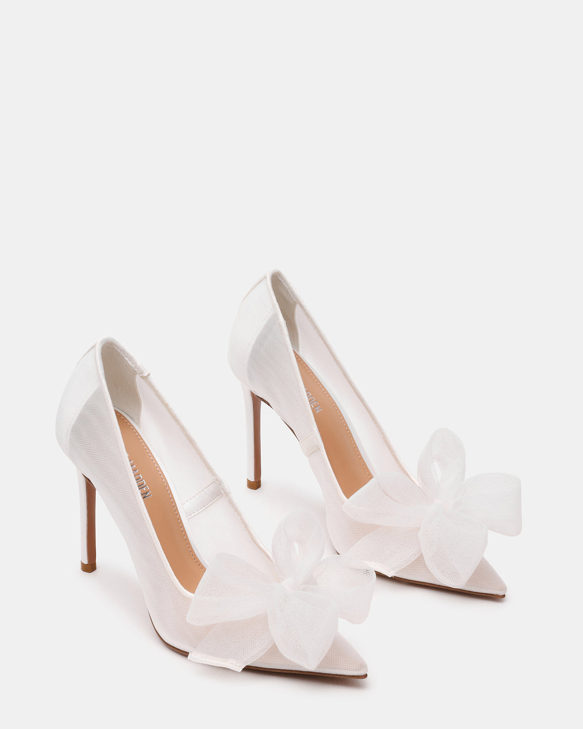 TAFFY White Bow Pointed-Toe Stiletto Pump Women's Heel | Steve Madden