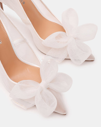 TAFFY White Bow Pointed-Toe Stiletto Pump Women's Heel | Steve Madden