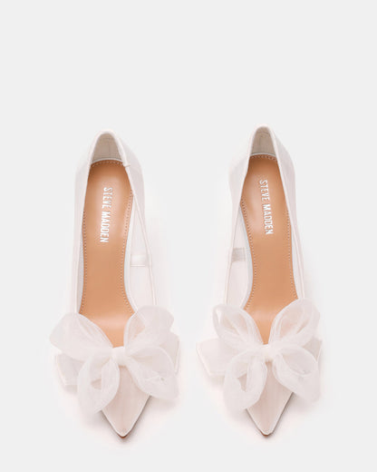 TAFFY White Bow Pointed-Toe Stiletto Pump Women's Heel | Steve Madden