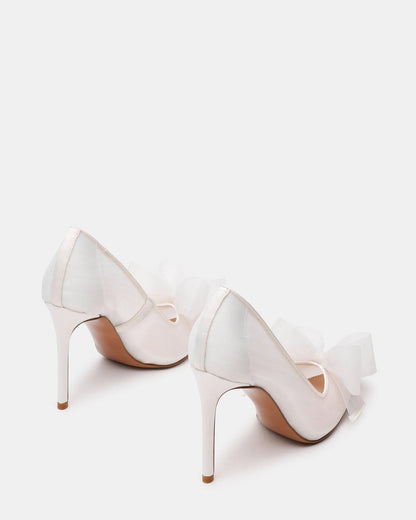 TAFFY White Bow Pointed-Toe Stiletto Pump Women's Heel | Steve Madden