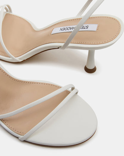 ERAS White Leather Stiletto Round-Toe Ankle Strap Women's Heel | Steve Madden