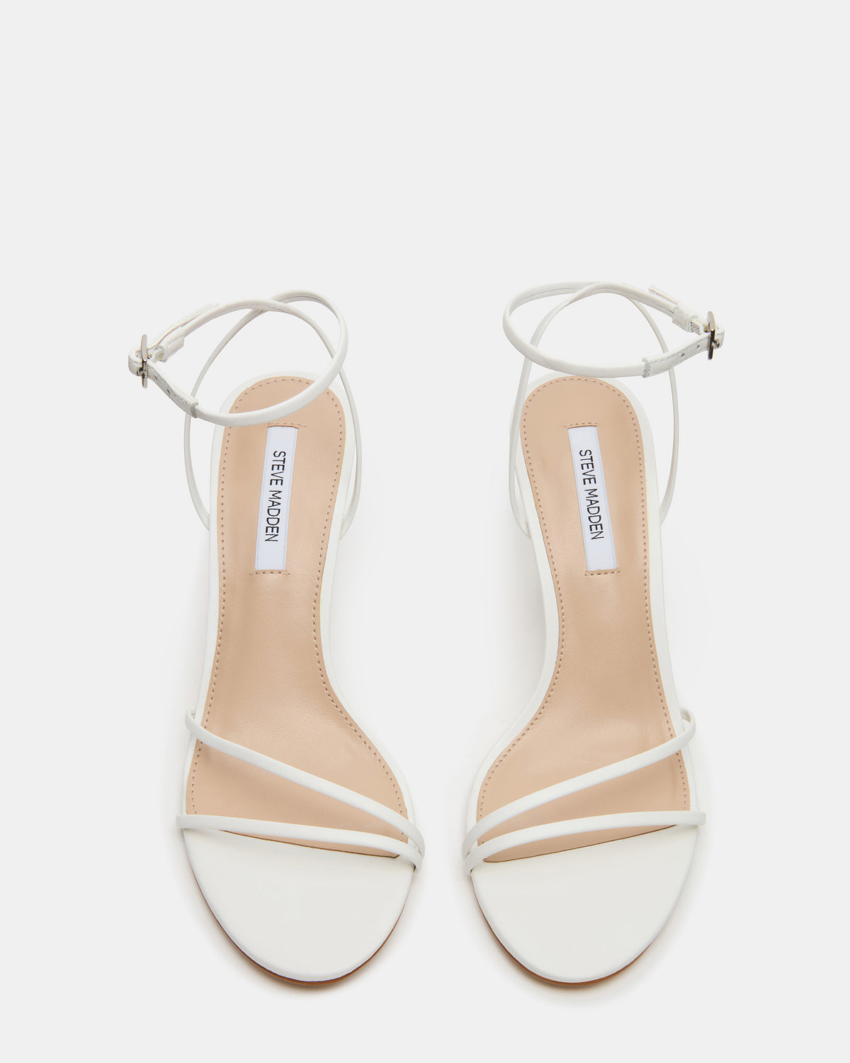 ERAS White Leather Stiletto Round-Toe Ankle Strap Women's Heel | Steve Madden