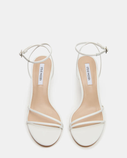 ERAS White Leather Stiletto Round-Toe Ankle Strap Women's Heel | Steve Madden