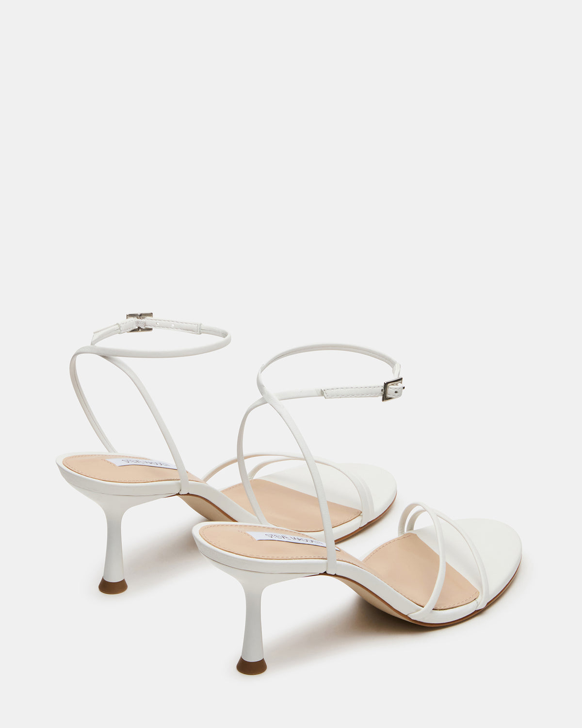 ERAS White Leather Stiletto Round-Toe Ankle Strap Women's Heel | Steve Madden
