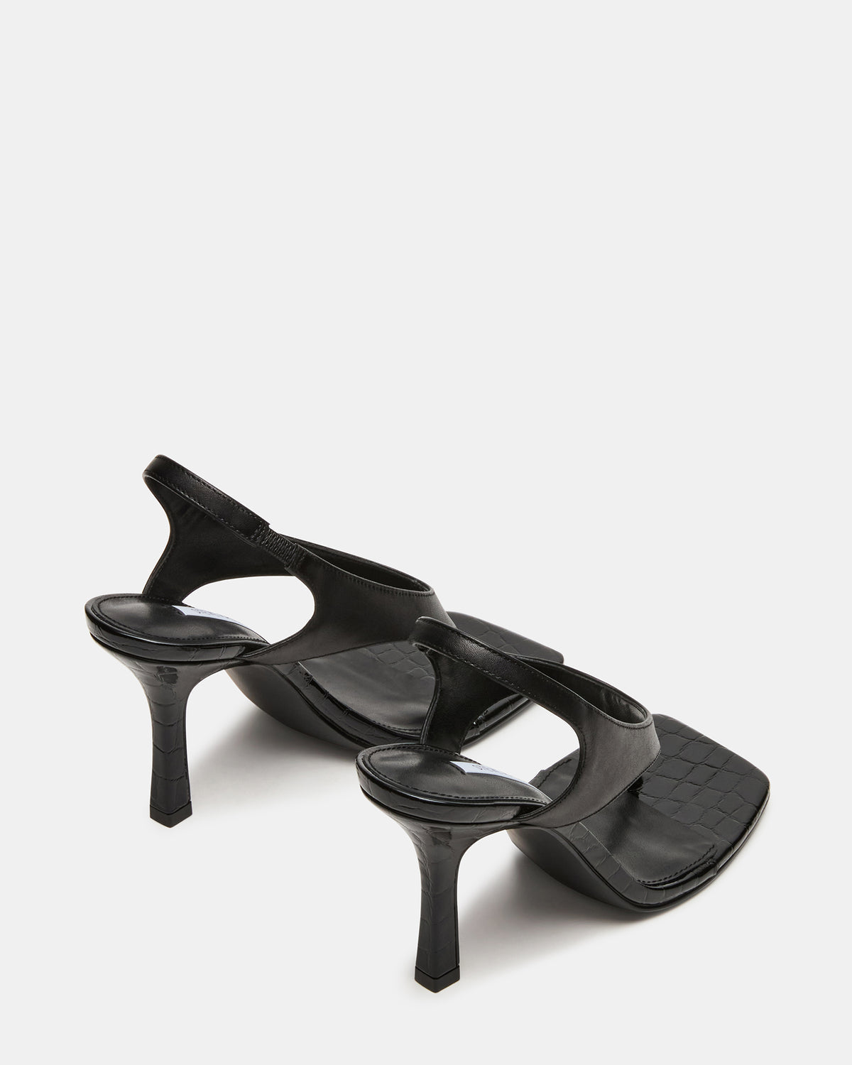 IMPROV Black Leather Square-Toe Thong Slingback Women's Heel | Steve Madden