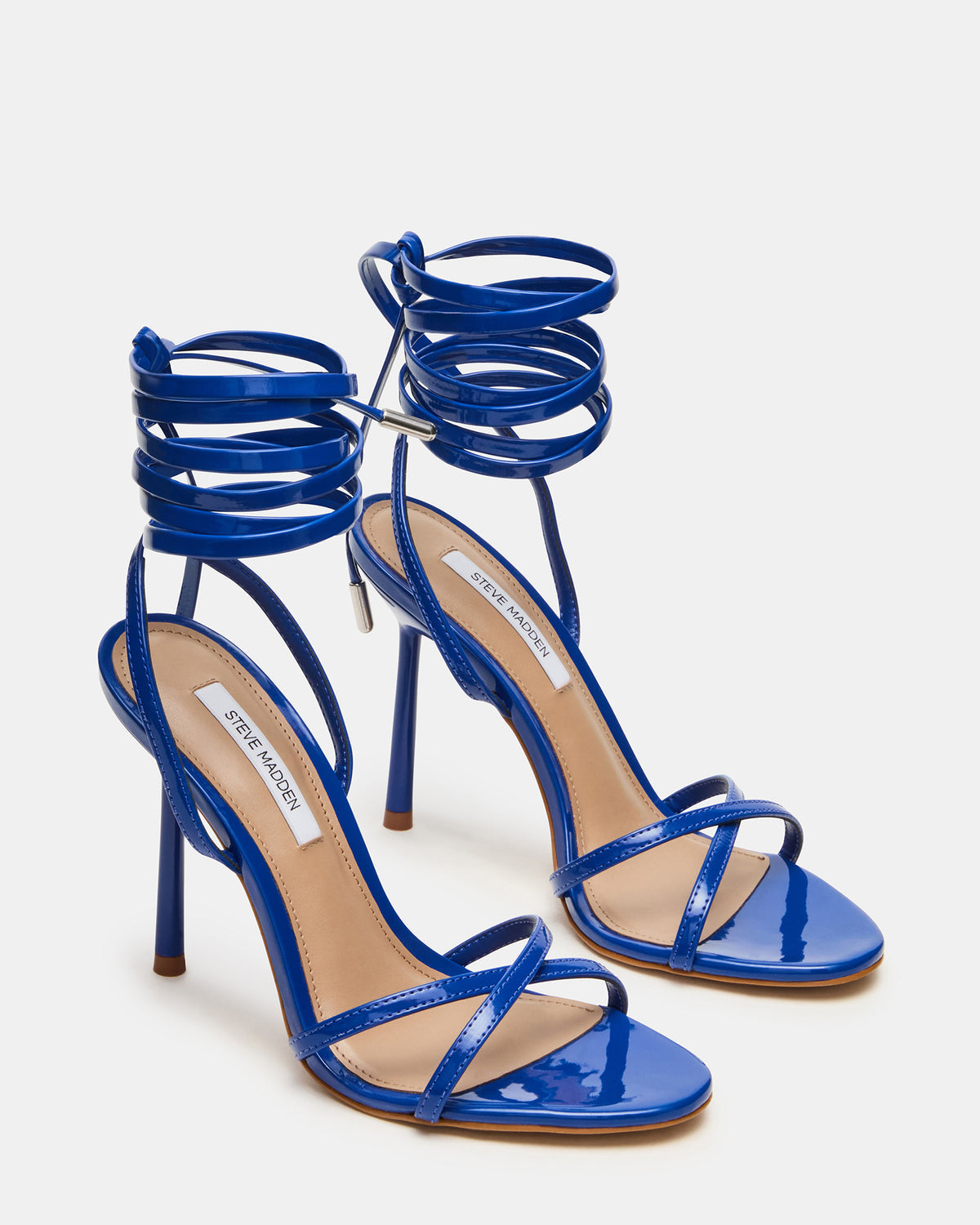 NERI Cobalt Patent Strappy Stiletto Round-Toe Women's Heel | Steve Madden
