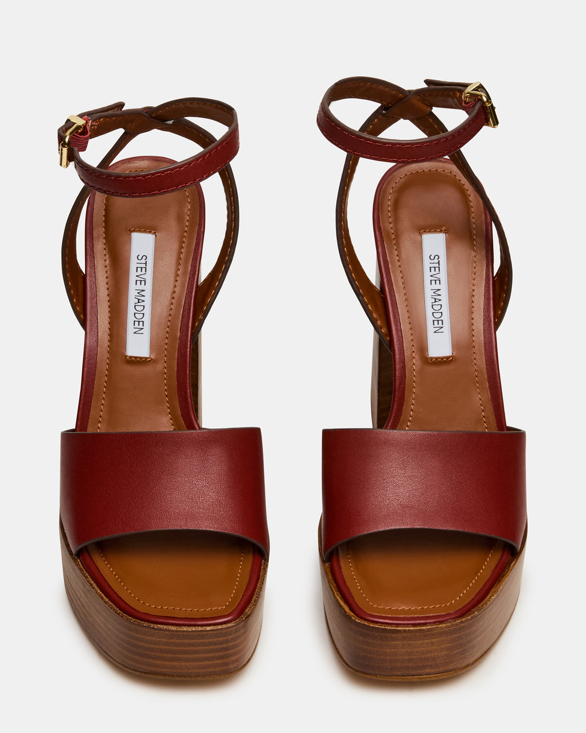 FLORIA Rust Leather Square-Toe Block Heel Platform Women's Heel | Steve Madden