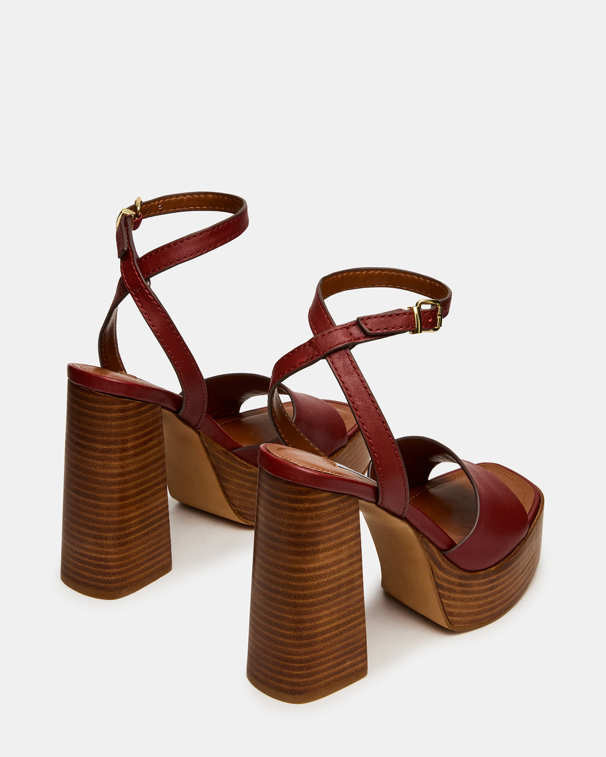 FLORIA Rust Leather Square-Toe Block Heel Platform Women's Heel | Steve Madden