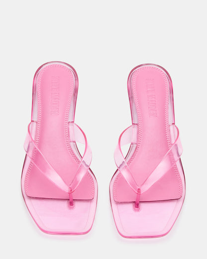 TRACIE Jelly Pink Thong Strap Women's Kitten Heel | Steve Madden