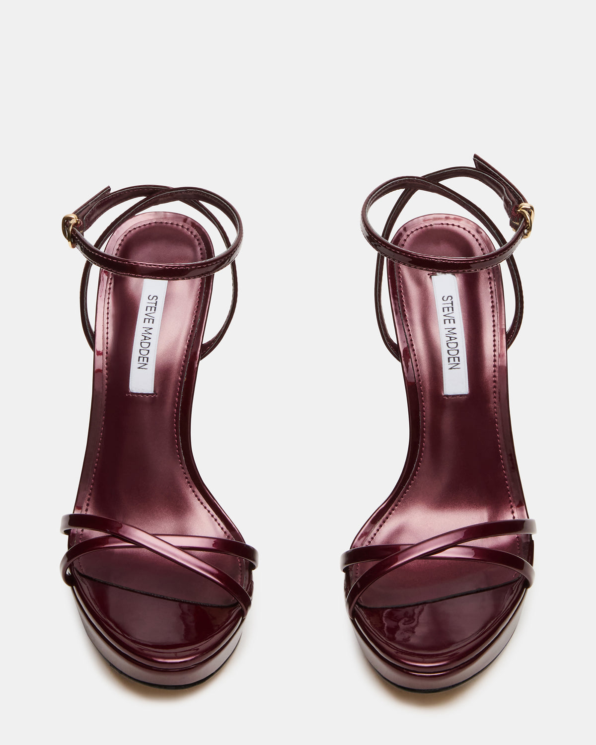 JUNI Cherry Pearl Criss Cross Stiletto Ankle Strap Women's Heel | Steve Madden