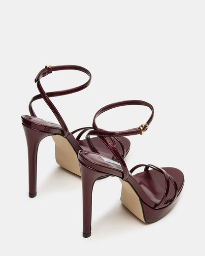 JUNI Cherry Pearl Criss Cross Stiletto Ankle Strap Women's Heel | Steve Madden
