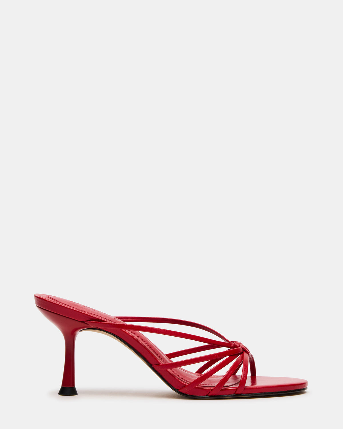 EDNA Red Leather Strappy Mule Women's Heel | Steve Madden
