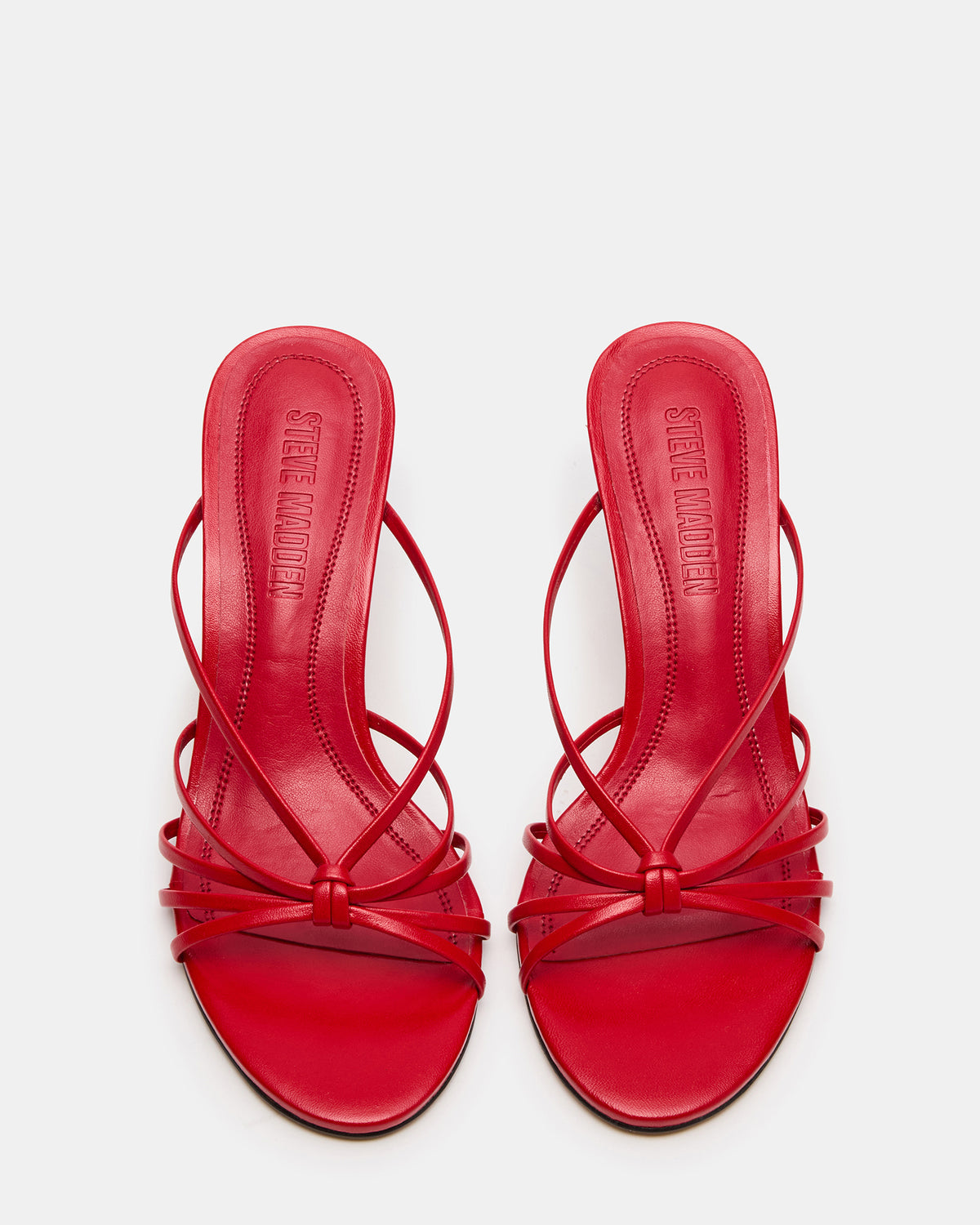EDNA Red Leather Strappy Mule Women's Heel | Steve Madden