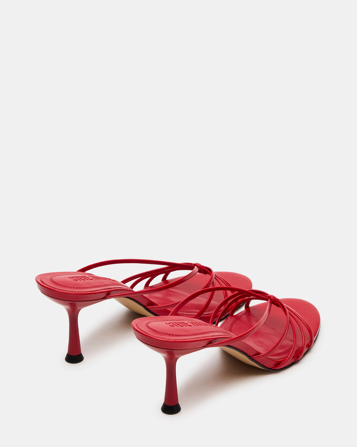 EDNA Red Leather Strappy Mule Women's Heel | Steve Madden
