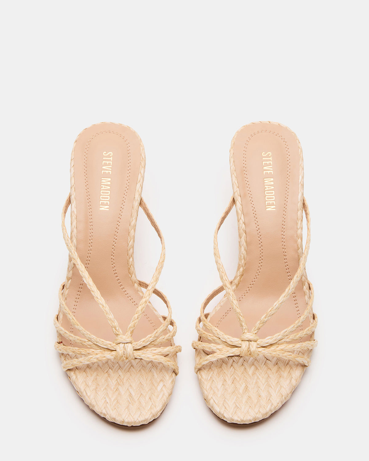 EDNA Natural Raffia Strappy Mule Women's Heel | Steve Madden