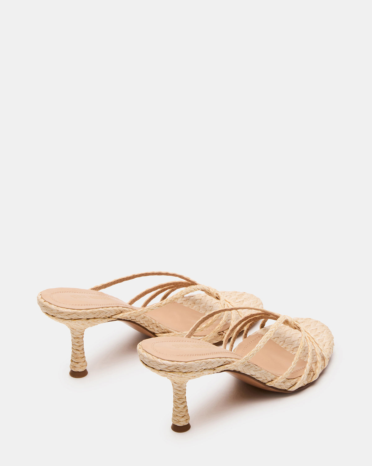 EDNA Natural Raffia Strappy Mule Women's Heel | Steve Madden