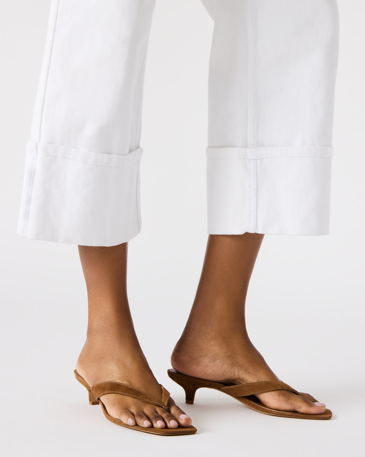 TRACIE Chestnut Suede Thong Strap Women's Kitten Heel | Steve Madden