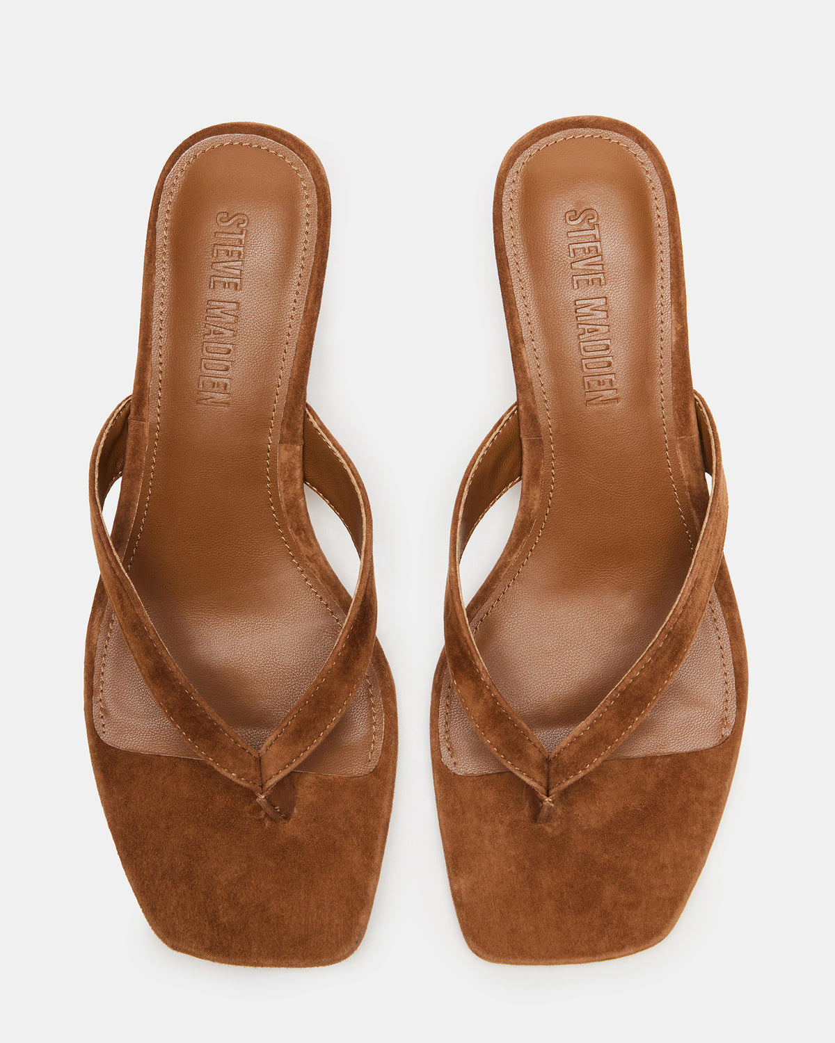 TRACIE Chestnut Suede Thong Strap Women's Kitten Heel | Steve Madden