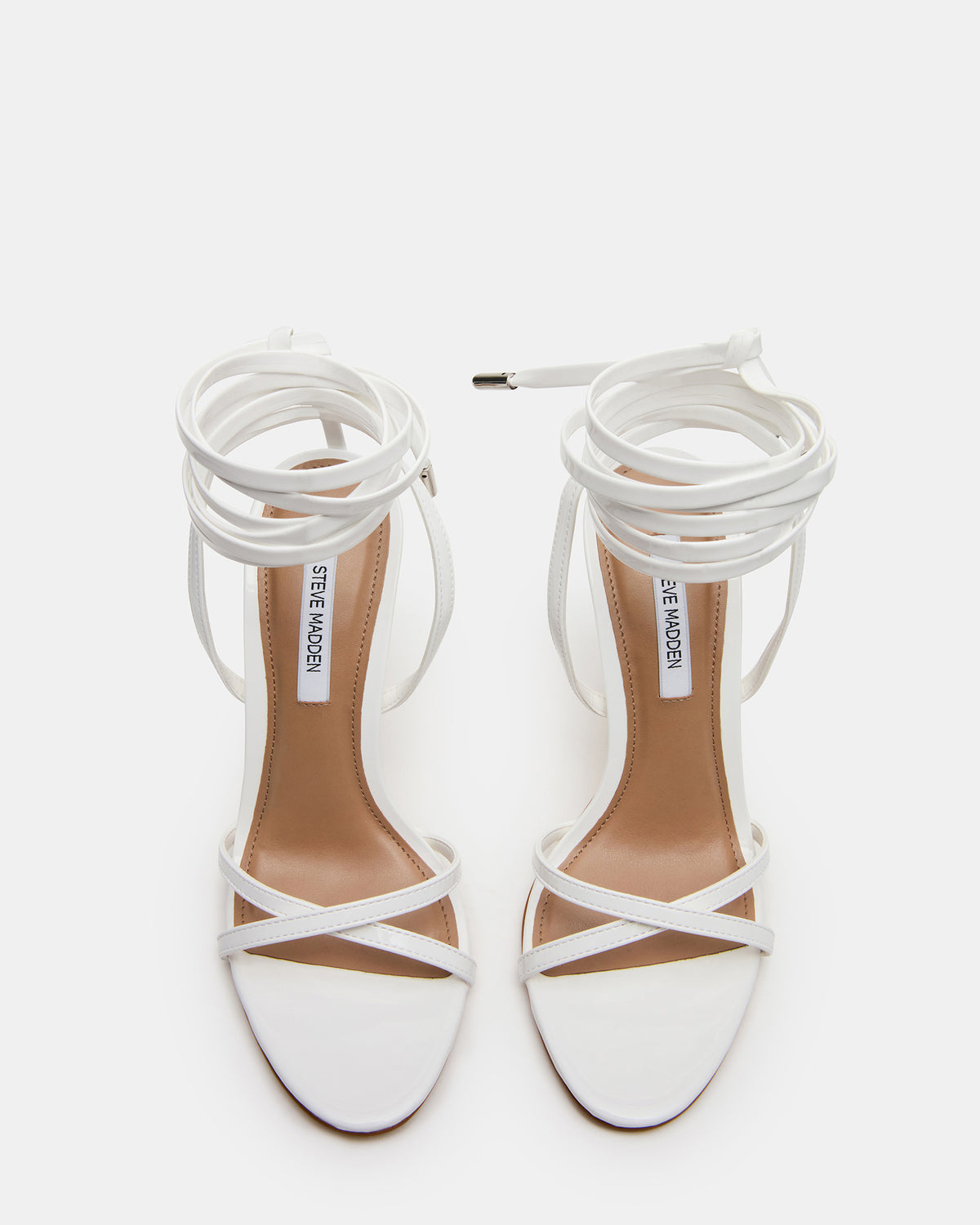 NERI White Patent Strappy Stiletto Round-Toe Women's Heel | Steve Madden
